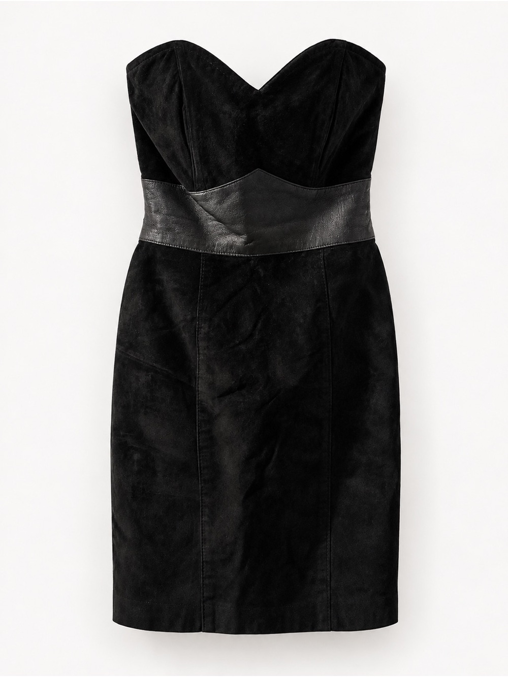 Danier Black Suede & Leather Strapless Dress
